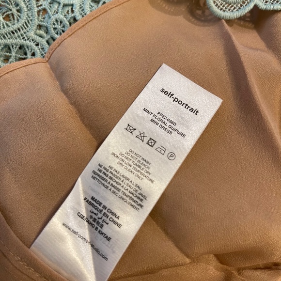 Self-Portrait Mint Floral Guipure Lace Mini Dress UK12/US8 - Picture 10 of 11